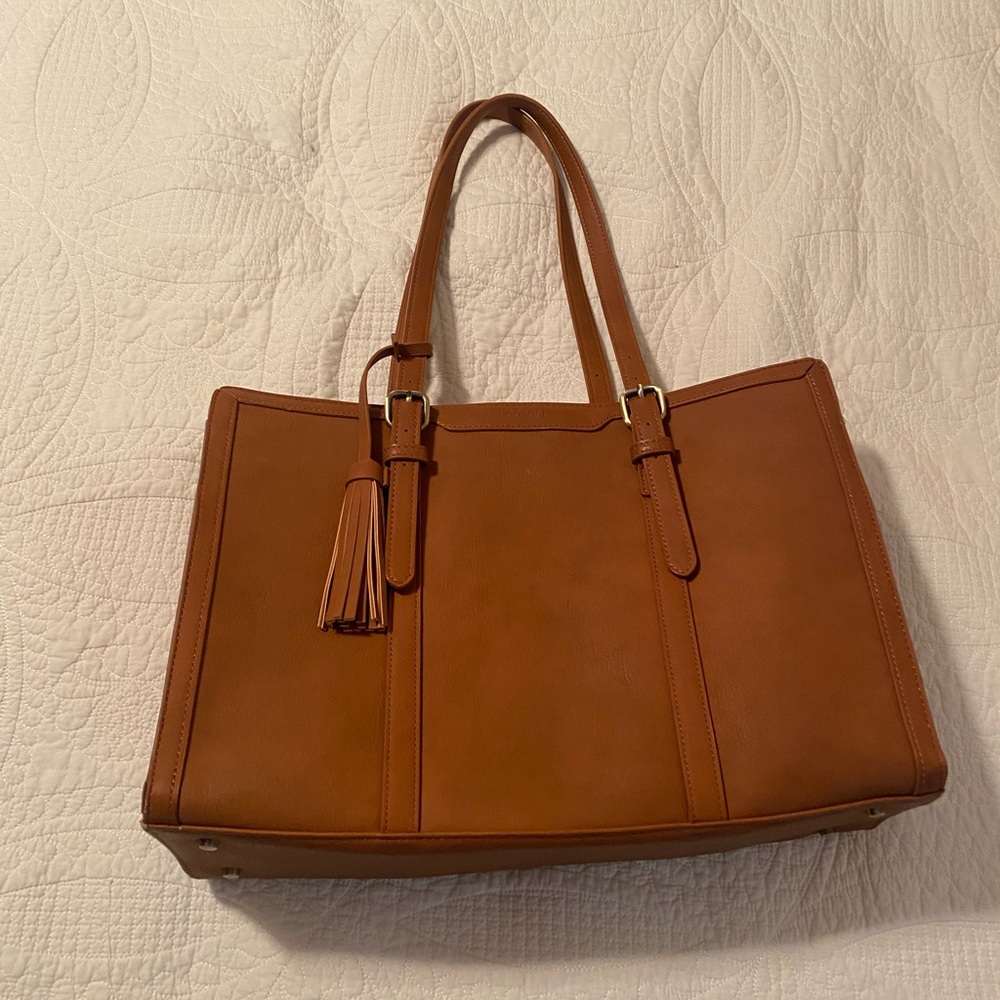 Laptop Bag For Women 15.6 Inch Work Tote BagsLeather With 3 Layer Compartments